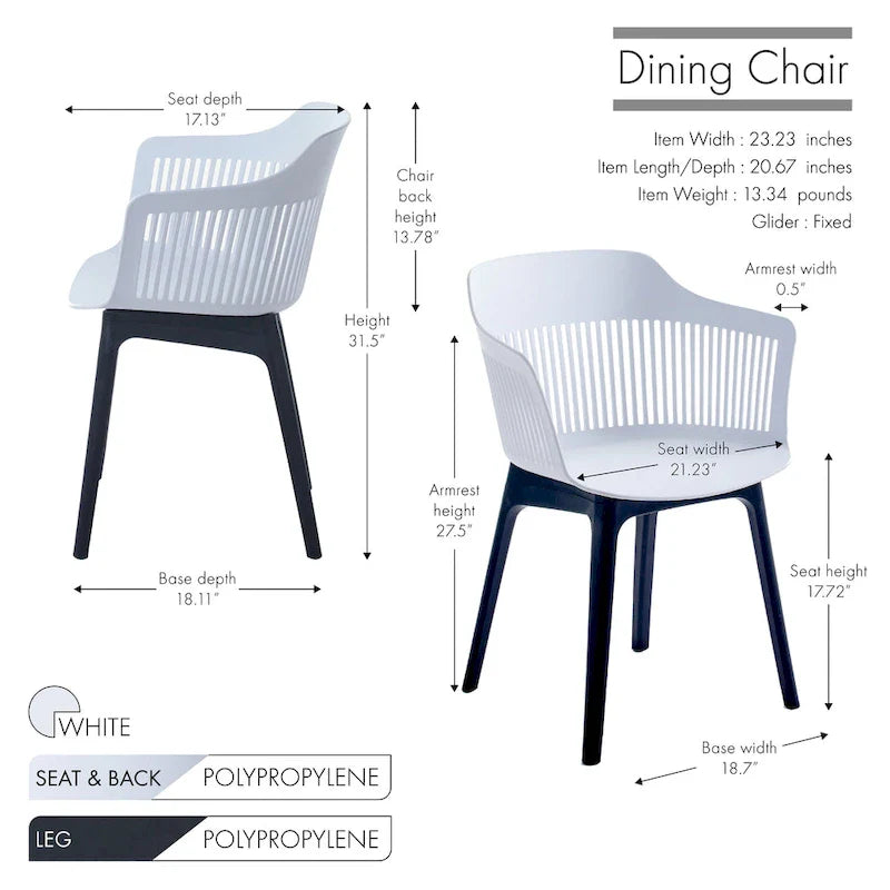 Porthos Home Palmer Set of 2 Dining Chairs with Plastic Shell and Legs 20