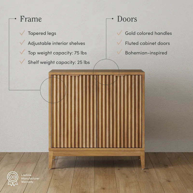 Jasper Contemporary Sideboard - Kitchen Storage Cabinet with Elegant Fluted Doors 13