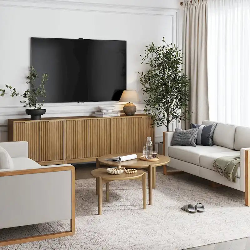 Jasper Contemporary Sideboard - Kitchen Storage Cabinet with Elegant Fluted Doors 24