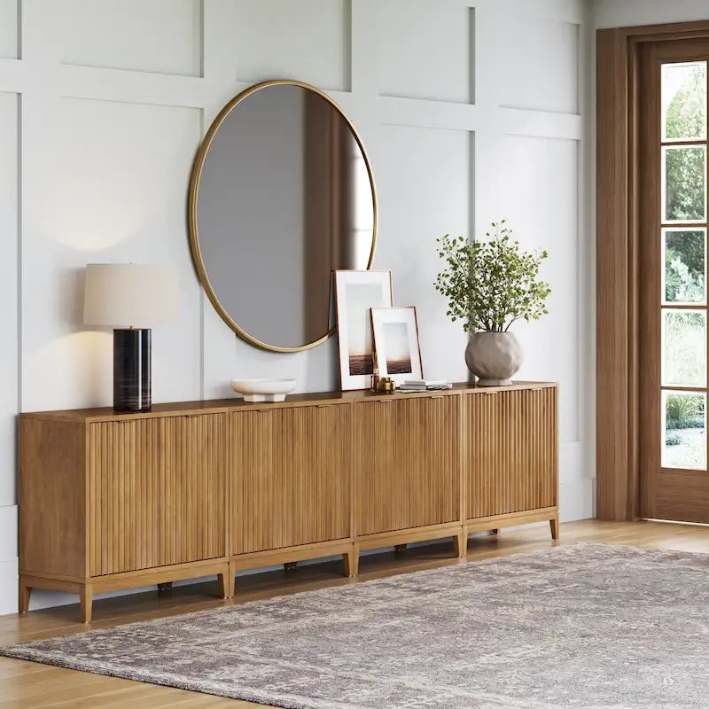 Jasper Contemporary Sideboard - Kitchen Storage Cabinet with Elegant Fluted Doors 26