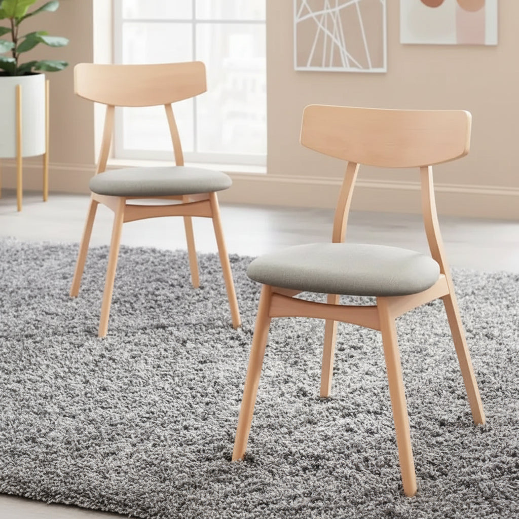 Set of 2 Cadiz Dining Chairs in Solid Beechwood by Simple Living