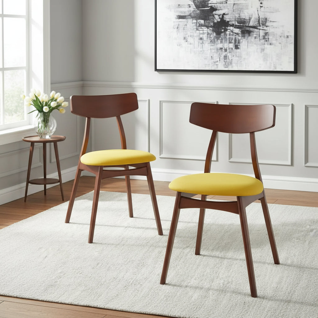 Set of 2 Cadiz Dining Chairs in Solid Beechwood by Simple Living