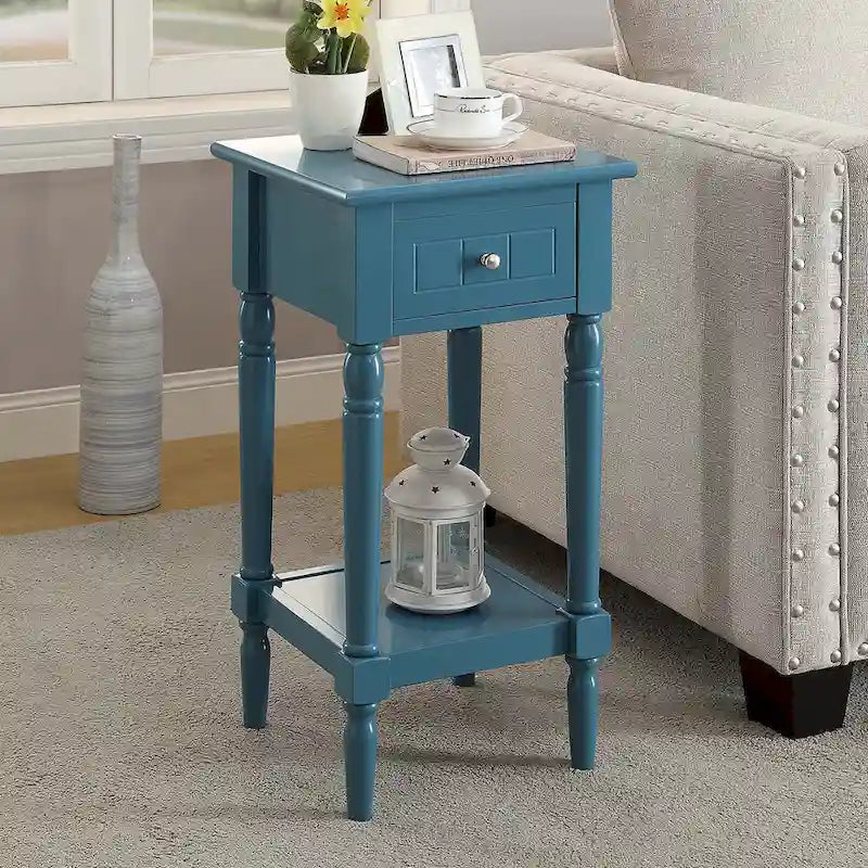 Khloe French Country Accent Table with Shelf and Drawer by Convenience Concepts 9