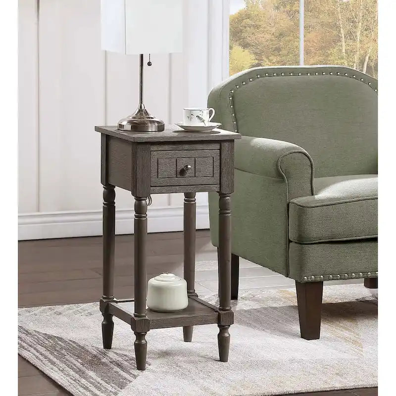 Khloe French Country Accent Table with Shelf and Drawer by Convenience Concepts 25