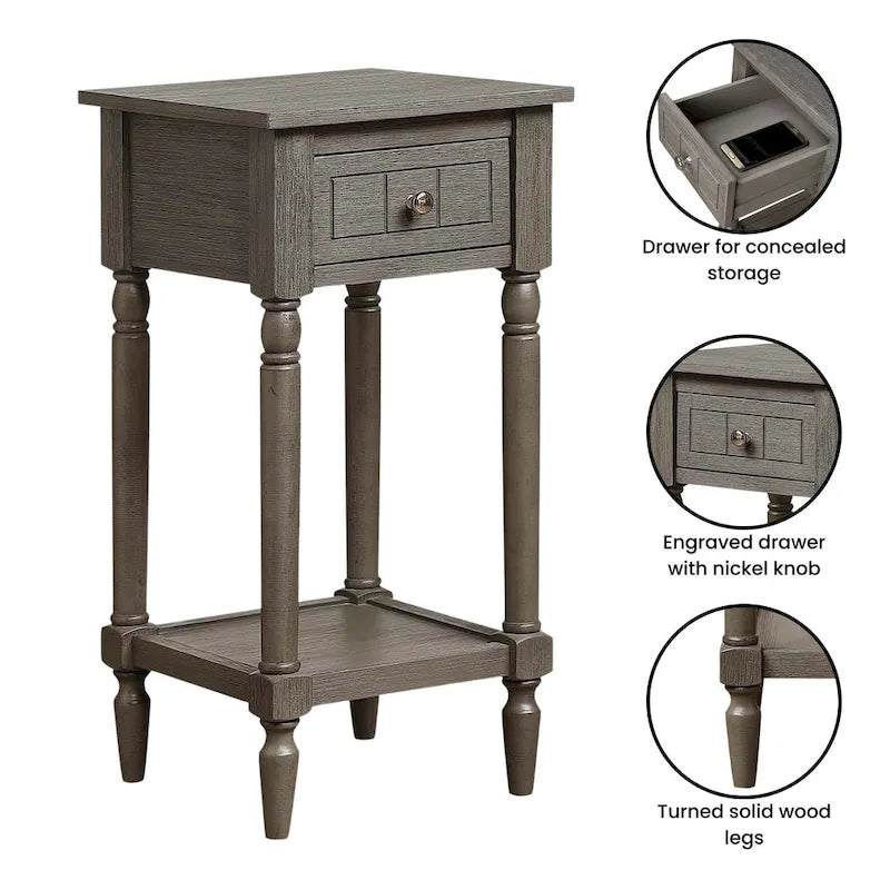 Khloe French Country Accent Table with Shelf and Drawer by Convenience Concepts 27