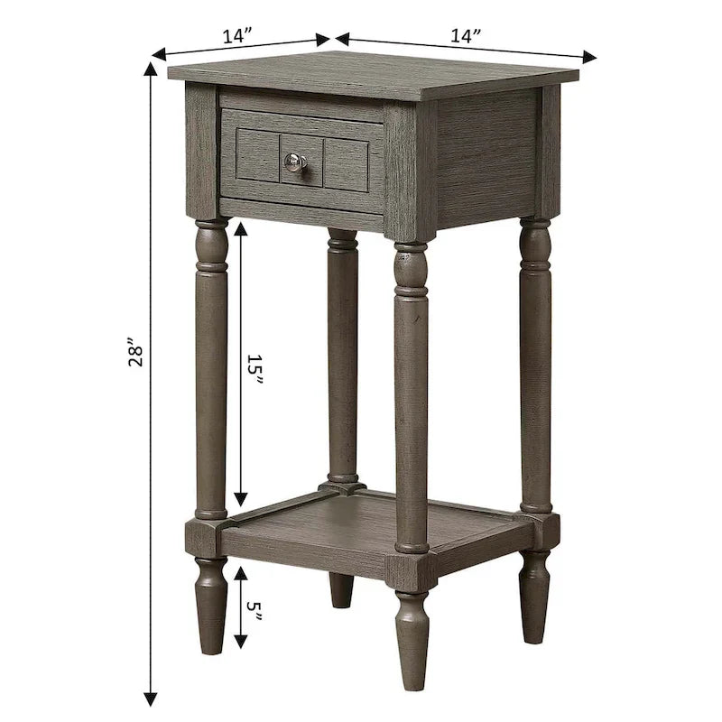 Khloe French Country Accent Table with Shelf and Drawer by Convenience Concepts 28