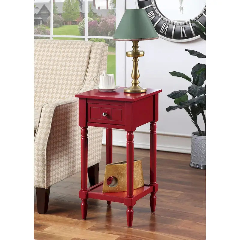 Khloe French Country Accent Table with Shelf and Drawer by Convenience Concepts 29