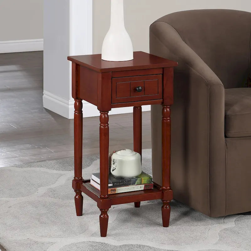 Khloe French Country Accent Table with Shelf and Drawer by Convenience Concepts 33