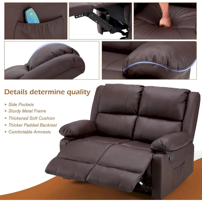 AECOJOY Dual Reclining Loveseat with Heat and Massage Features 8