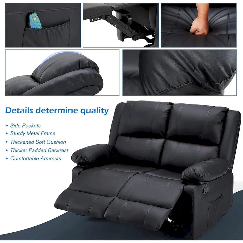 AECOJOY Dual Reclining Loveseat with Heat and Massage Features 15