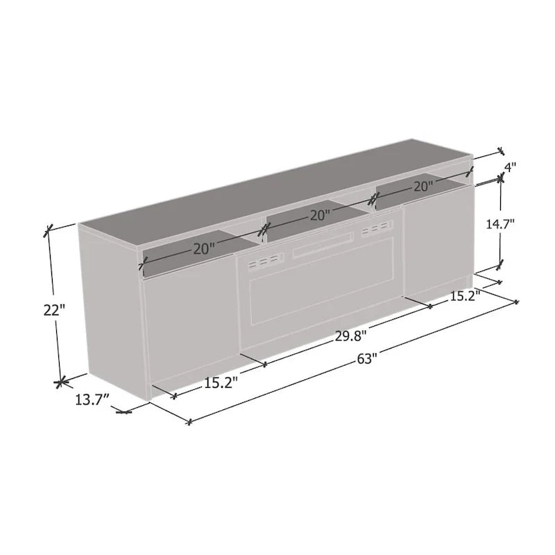Modern 63-Inch TV Stand with Reno 05 Electric Fireplace 3