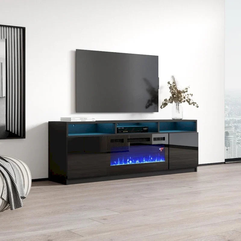 Modern 63-Inch TV Stand with Reno 05 Electric Fireplace 5