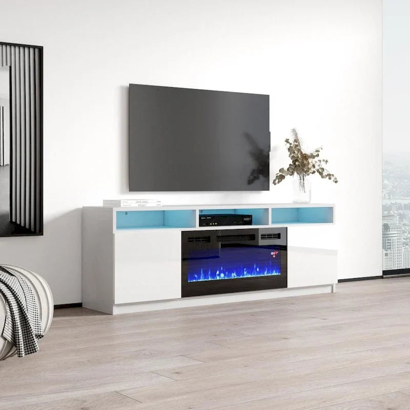 Modern 63-Inch TV Stand with Reno 05 Electric Fireplace 9