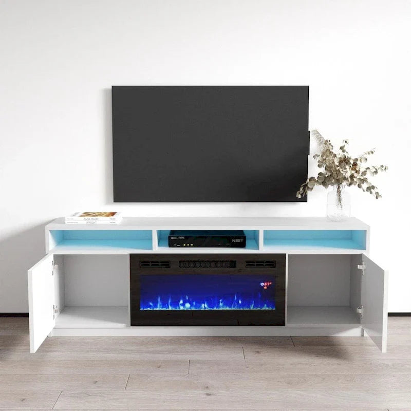 Modern 63-Inch TV Stand with Reno 05 Electric Fireplace 10
