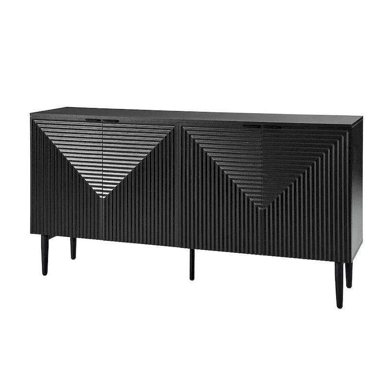 Burkart Contemporary 63-Inch 4-Door Sideboard with Wine Rack and Metal Legs by HULALA HOME 2