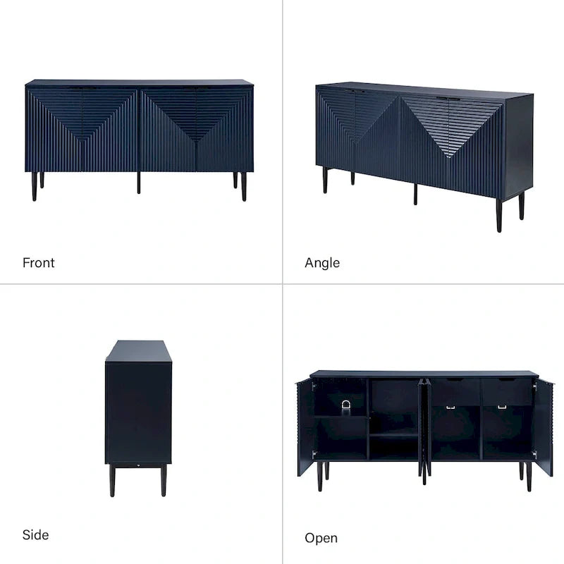 Burkart Contemporary 63-Inch 4-Door Sideboard with Wine Rack and Metal Legs by HULALA HOME 7