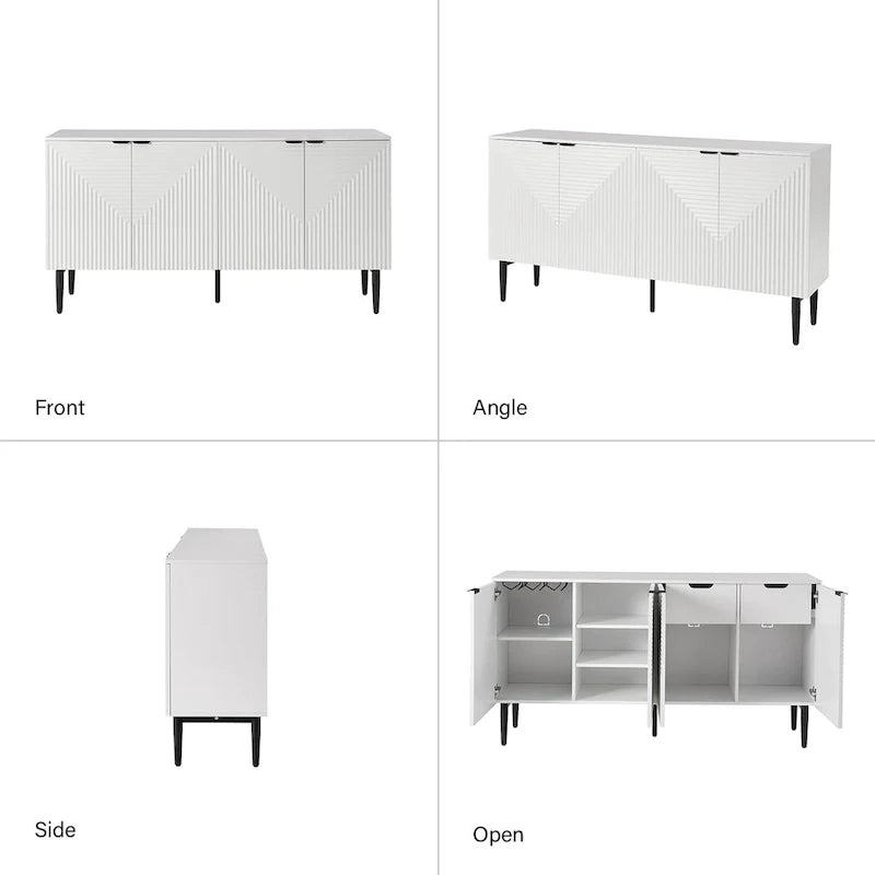 Burkart Contemporary 63-Inch 4-Door Sideboard with Wine Rack and Metal Legs by HULALA HOME 20