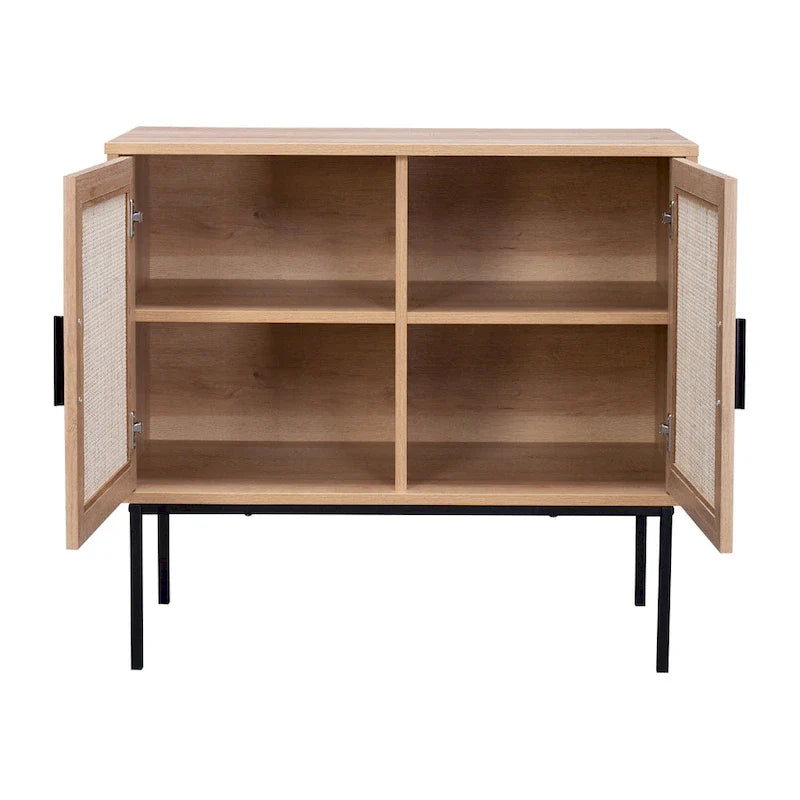2-Door Rattan Storage Cabinet with Sideboard Design 5