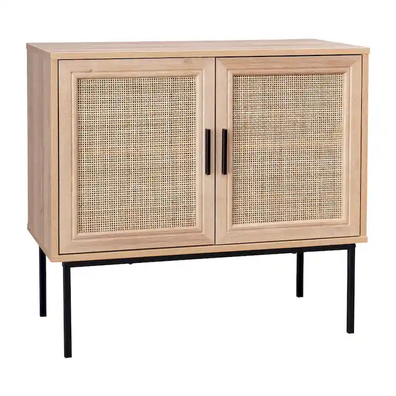 2-Door Rattan Storage Cabinet with Sideboard Design 6