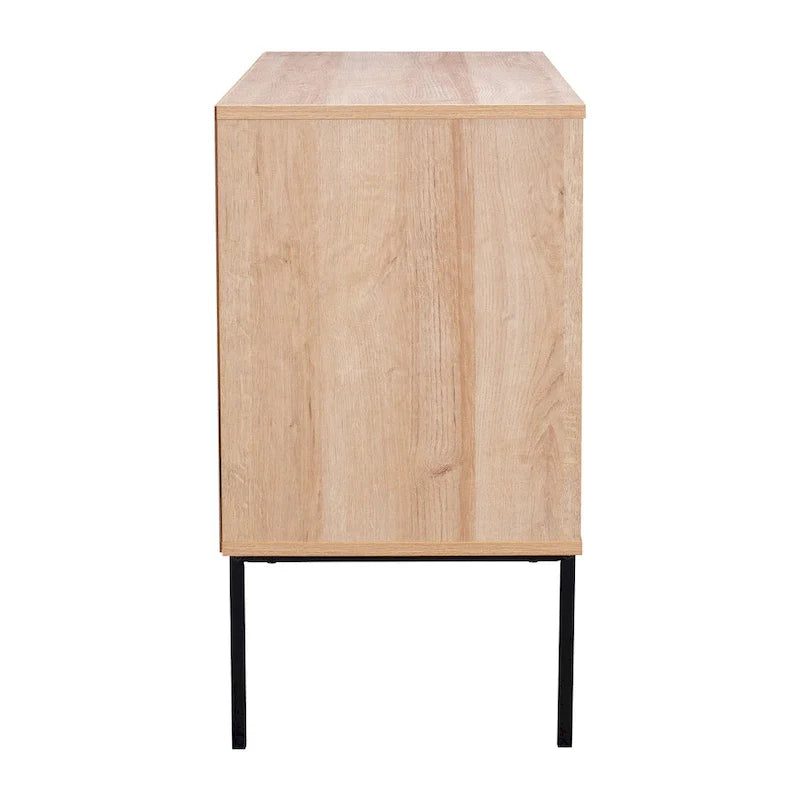 2-Door Rattan Storage Cabinet with Sideboard Design 7