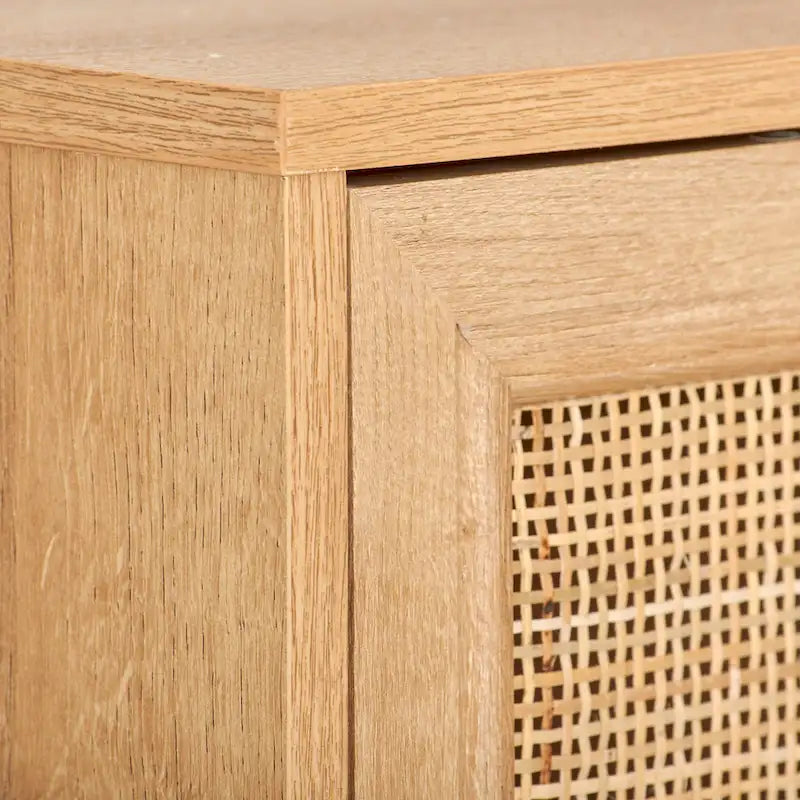2-Door Rattan Storage Cabinet with Sideboard Design 8