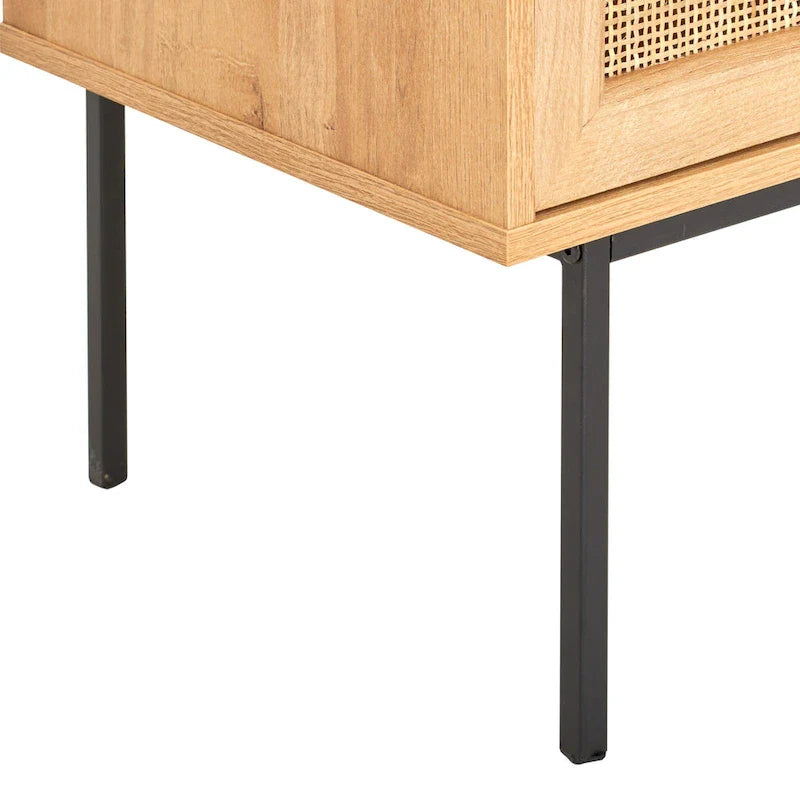 2-Door Rattan Storage Cabinet with Sideboard Design 9