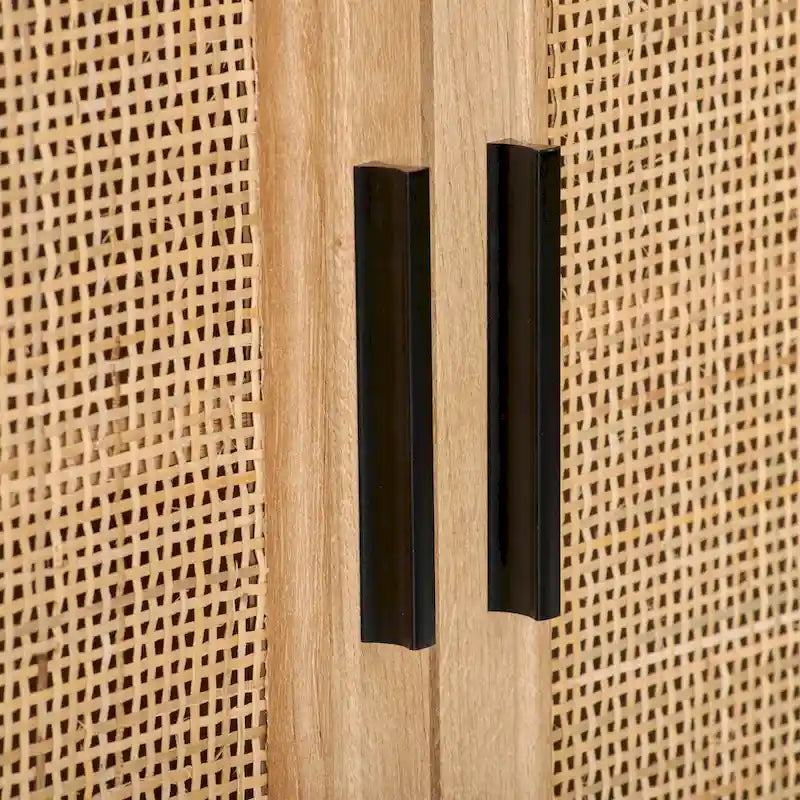 2-Door Rattan Storage Cabinet with Sideboard Design 10