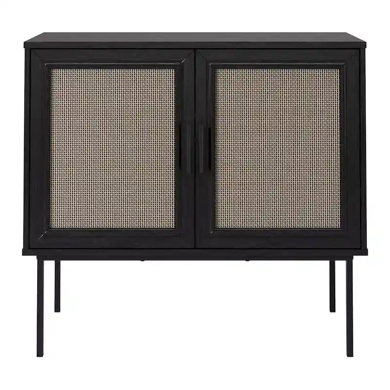 2-Door Rattan Storage Cabinet with Sideboard Design 13