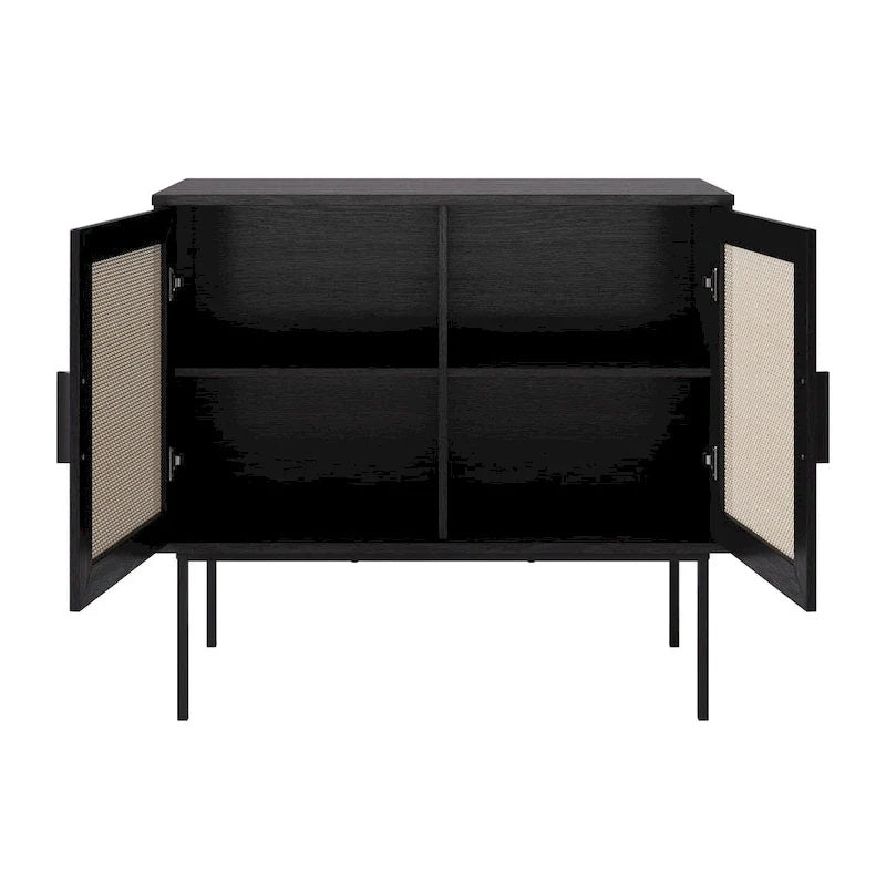2-Door Rattan Storage Cabinet with Sideboard Design 14