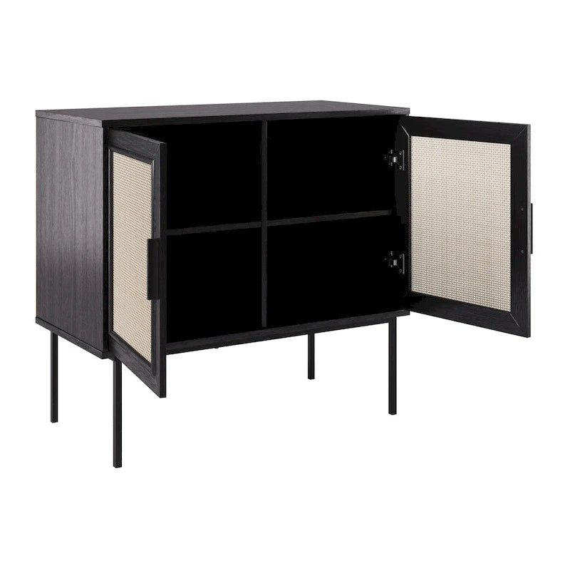 2-Door Rattan Storage Cabinet with Sideboard Design 15