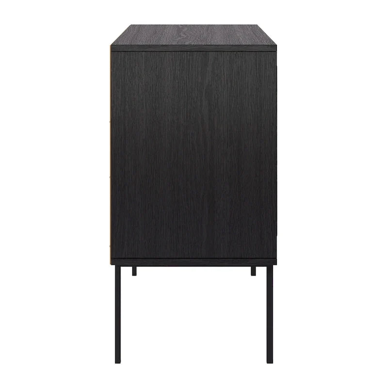 2-Door Rattan Storage Cabinet with Sideboard Design 16