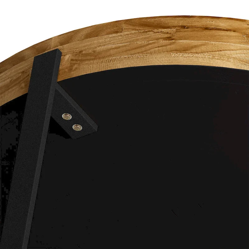 33.86" Modern Retro Round Coffee Table with Cross-Leg Base and Wooden Splicing Design 7