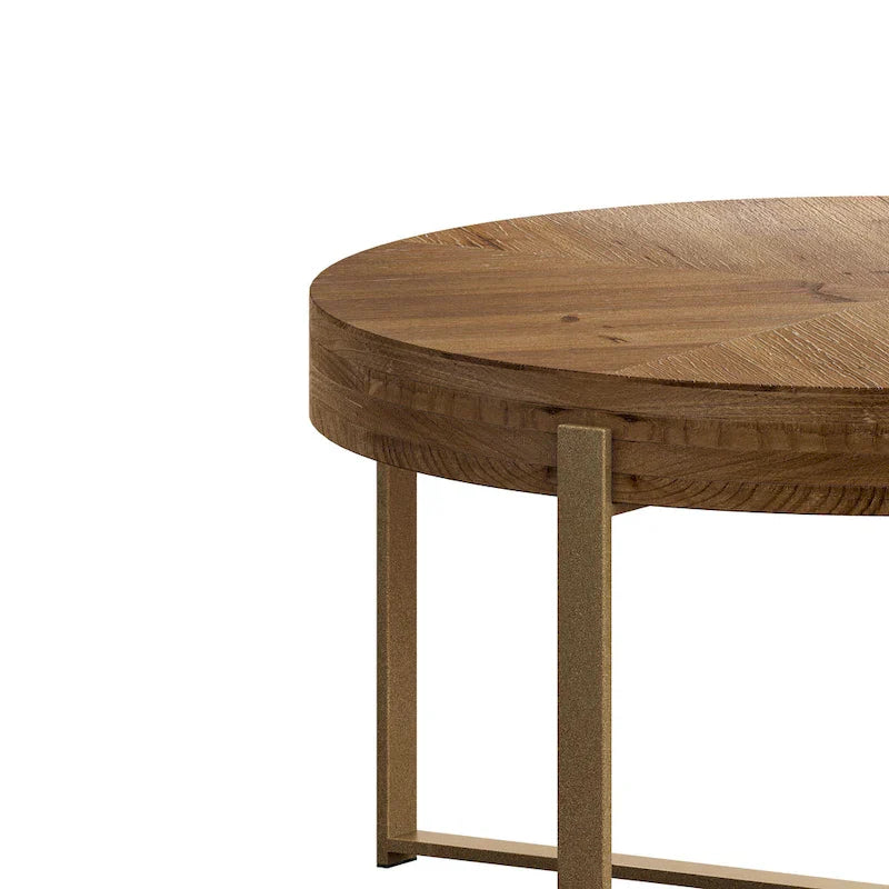 33.86" Modern Retro Round Coffee Table with Cross-Leg Base and Wooden Splicing Design 10