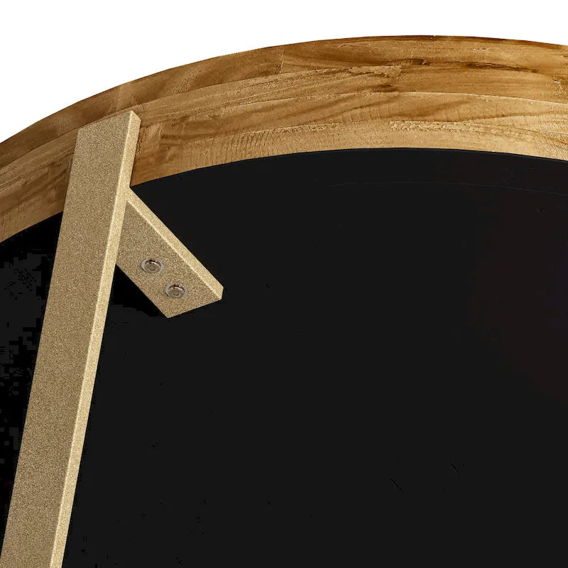 33.86" Modern Retro Round Coffee Table with Cross-Leg Base and Wooden Splicing Design 11