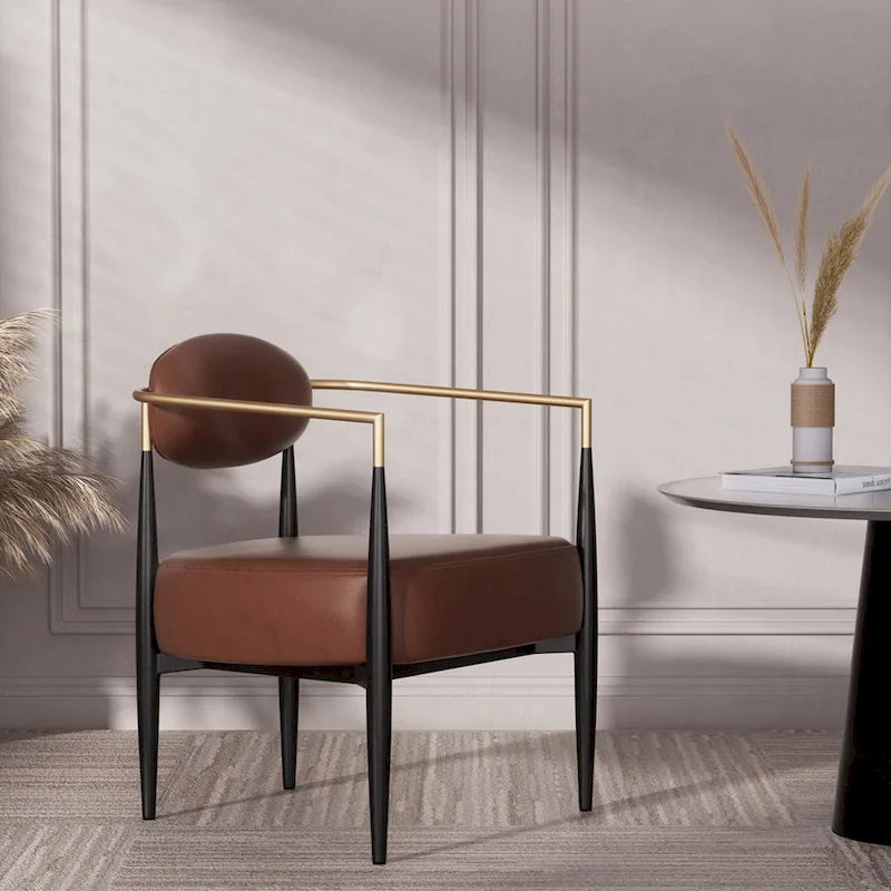 Plush Boucle Dining Chair with Thick Cushion and Elegant Metal Frame for Living Room 1