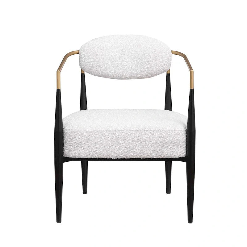 Plush Boucle Dining Chair with Thick Cushion and Elegant Metal Frame for Living Room 21