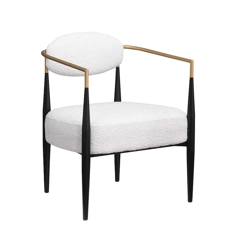 Plush Boucle Dining Chair with Thick Cushion and Elegant Metal Frame for Living Room 22