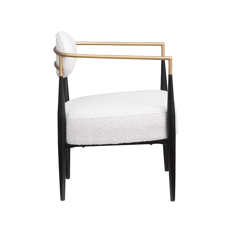 Plush Boucle Dining Chair with Thick Cushion and Elegant Metal Frame for Living Room 23