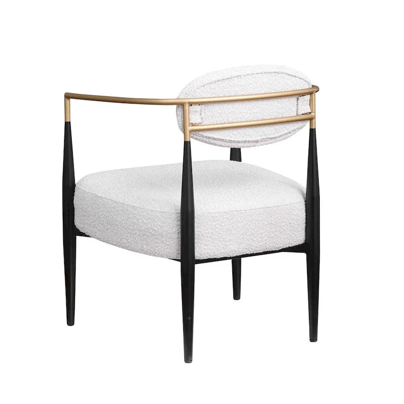 Plush Boucle Dining Chair with Thick Cushion and Elegant Metal Frame for Living Room 24