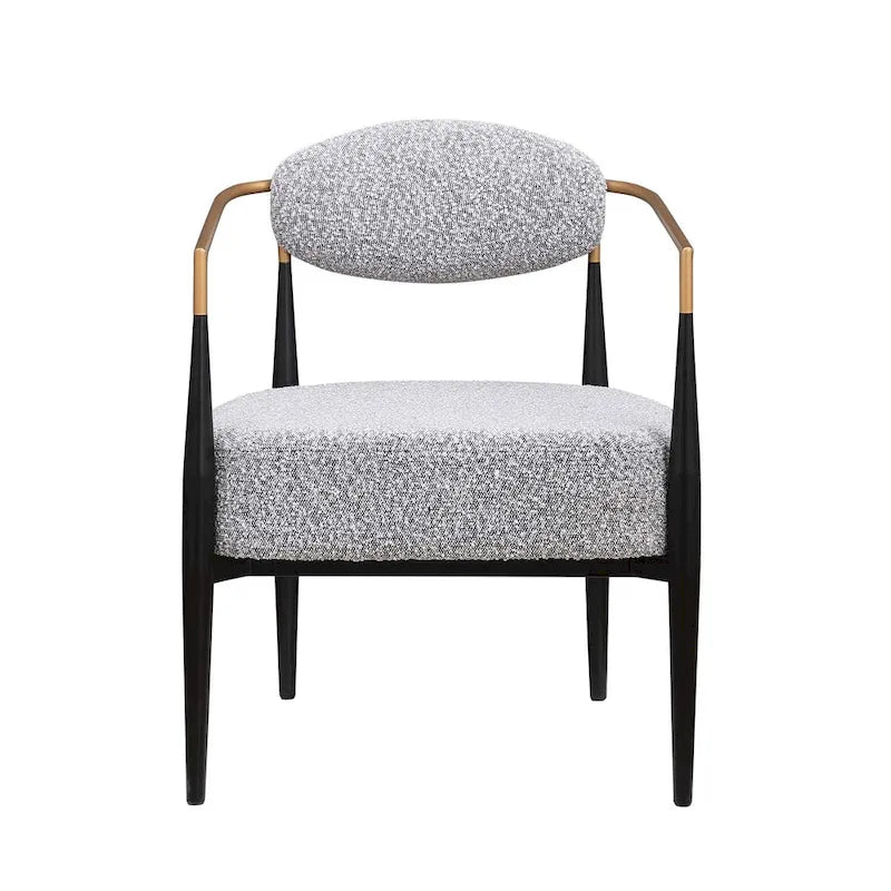 Plush Boucle Dining Chair with Thick Cushion and Elegant Metal Frame for Living Room 30