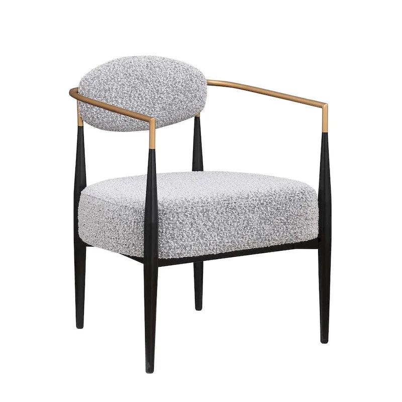 Plush Boucle Dining Chair with Thick Cushion and Elegant Metal Frame for Living Room 31