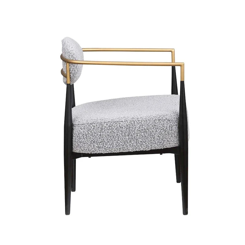 Plush Boucle Dining Chair with Thick Cushion and Elegant Metal Frame for Living Room 32