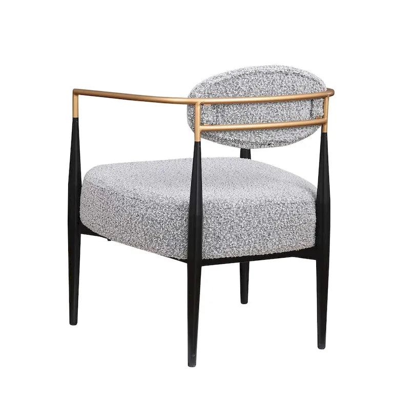 Plush Boucle Dining Chair with Thick Cushion and Elegant Metal Frame for Living Room 33