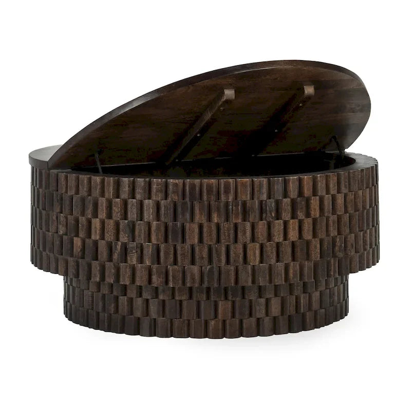 Round Coffee Table with Hidden Storage and Castors 4