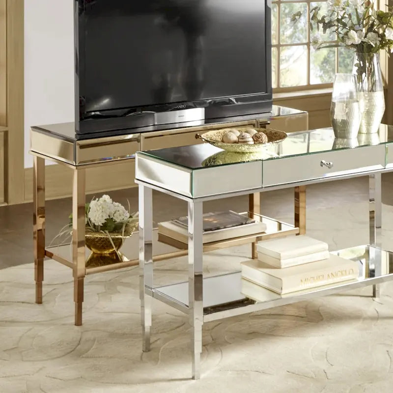 iNSPIRE Q Bold Camille Mirrored Console Table TV Stand with Drawer 1