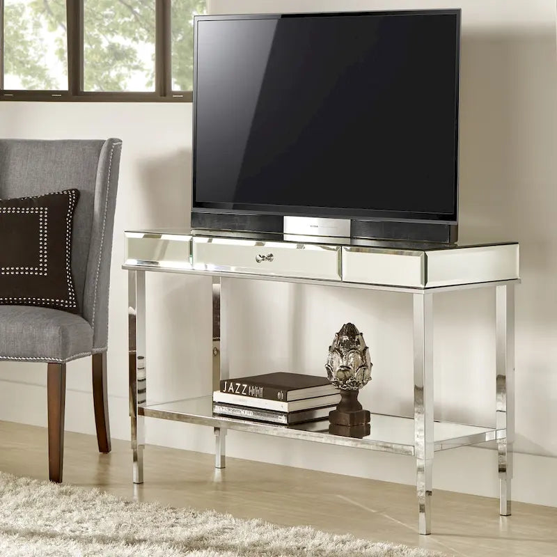 iNSPIRE Q Bold Camille Mirrored Console Table TV Stand with Drawer 5