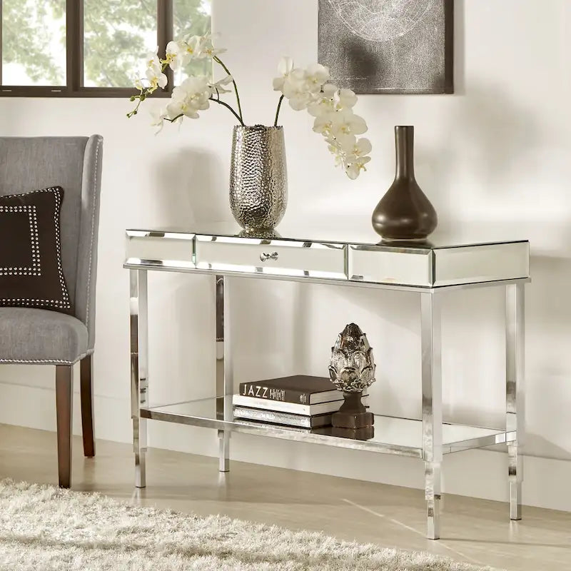 iNSPIRE Q Bold Camille Mirrored Console Table TV Stand with Drawer 6