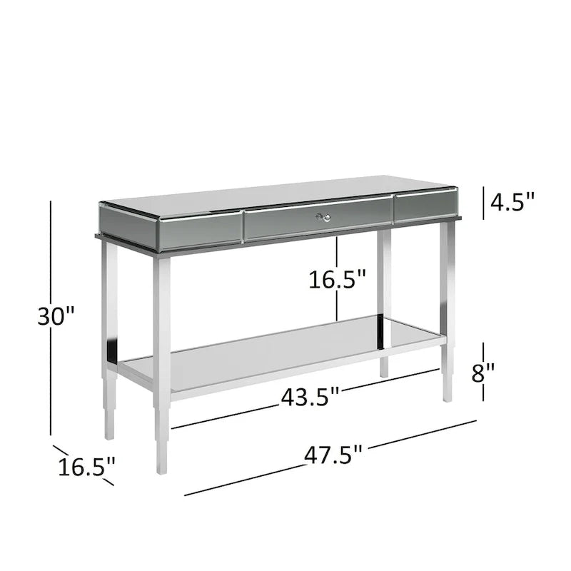 iNSPIRE Q Bold Camille Mirrored Console Table TV Stand with Drawer 7