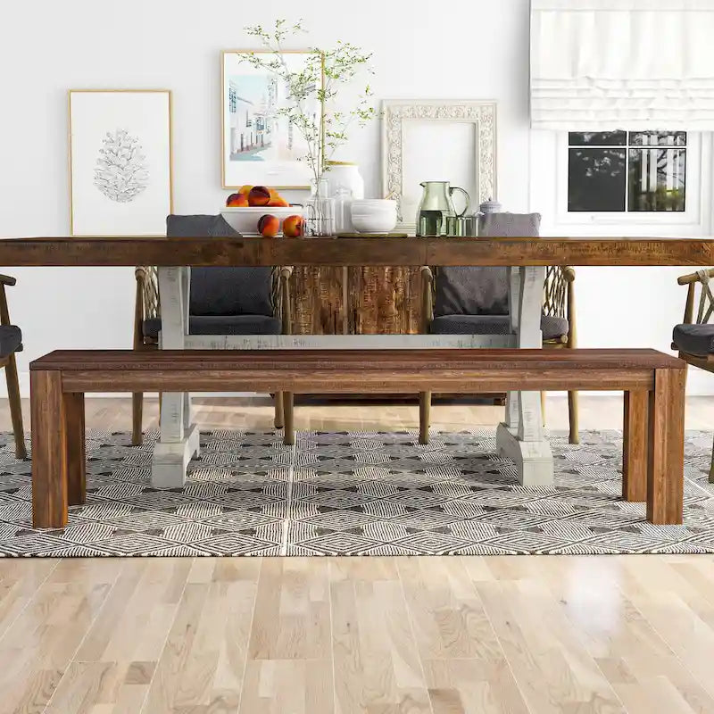 Anaisha Rustic Solid Mango Wood Dining Bench - Furniture of America 2