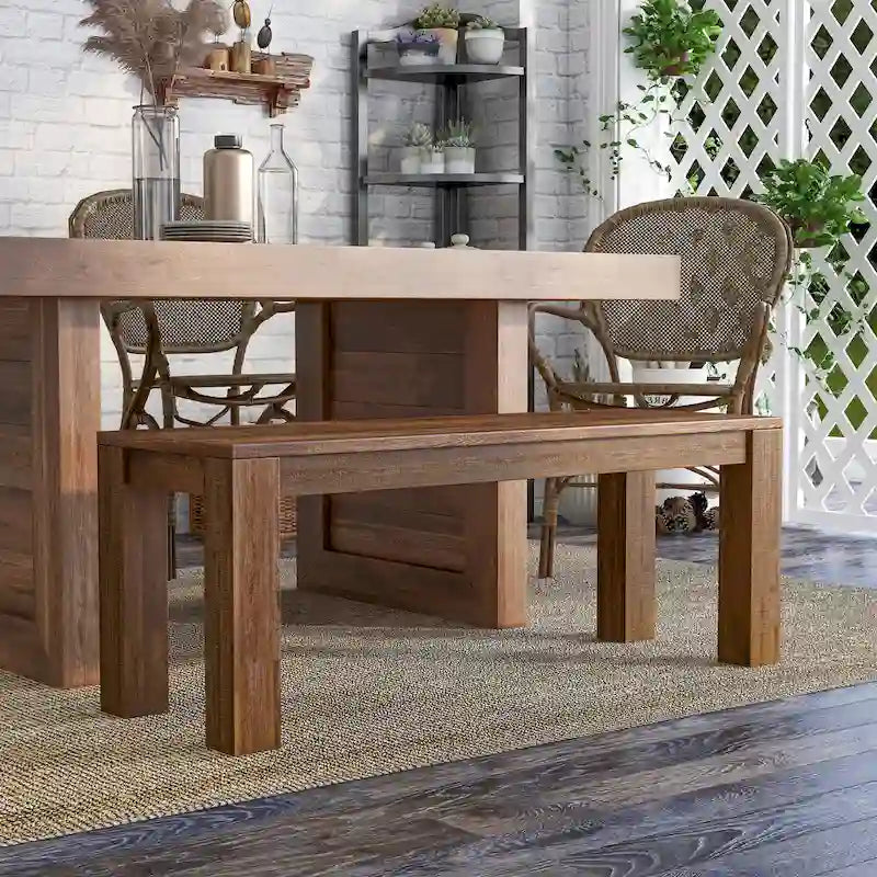 Anaisha Rustic Solid Mango Wood Dining Bench - Furniture of America 3